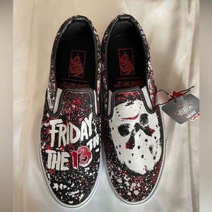 Vans: Friday the 13th/House of Horrors 
Size: 10.5 US
Color: Black/White/Red